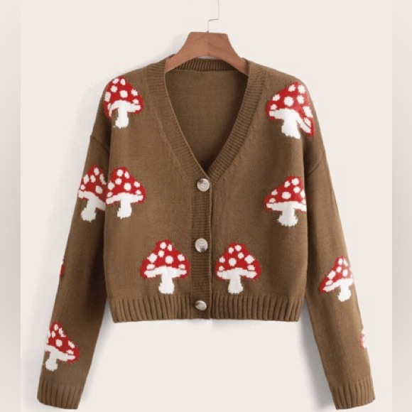 Sweaters - Brown Mushroom Cardigan